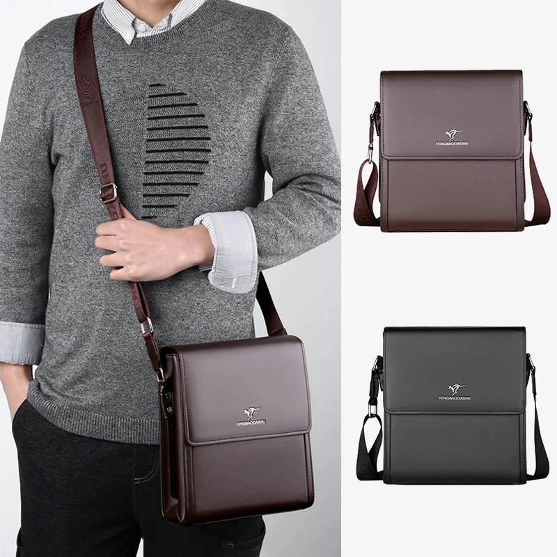 

Business Shoulder Bag For Men Leather Porter Briefcase Cross Messenger Designer Luxury Crossbody Side Phone Bag Pouch Bolsas