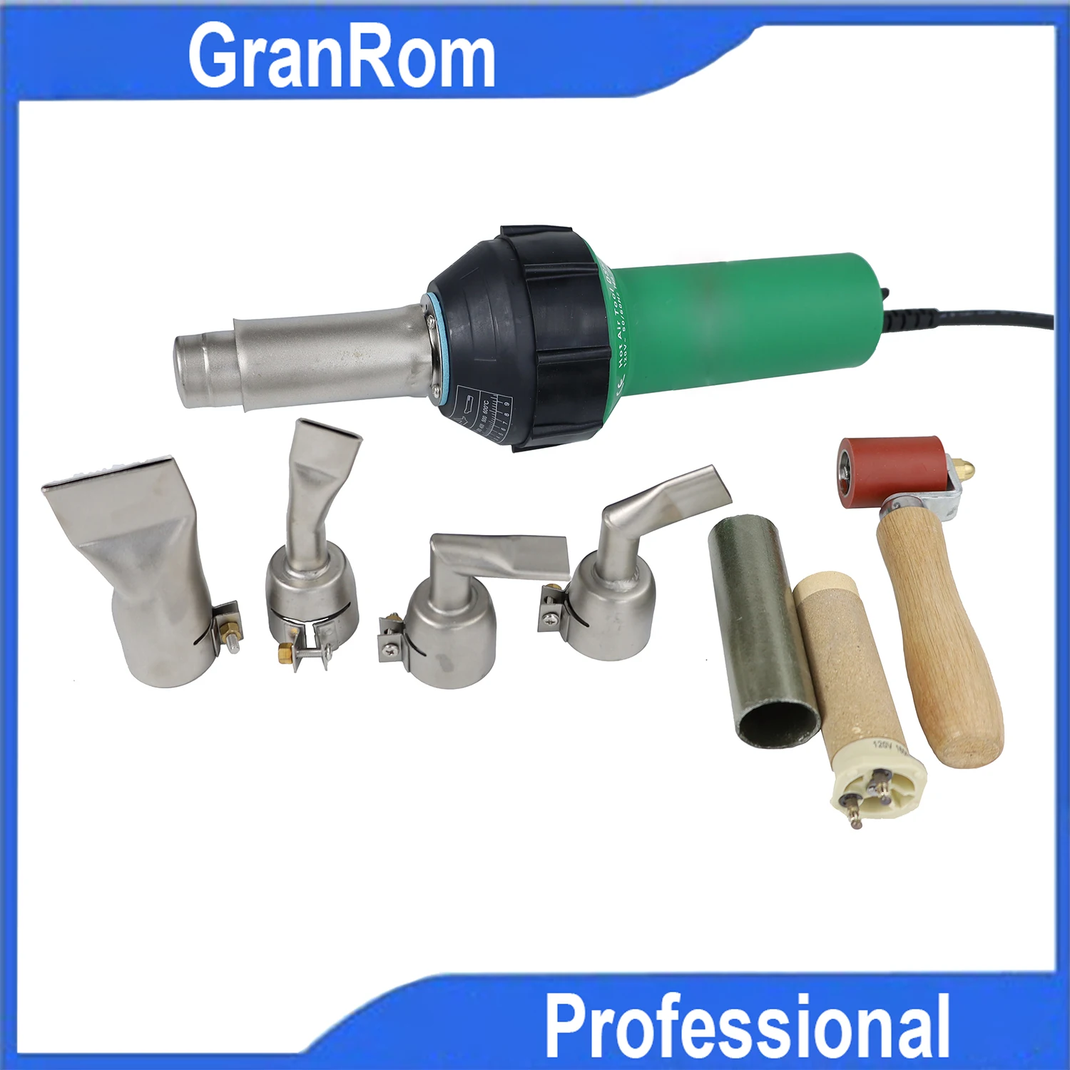 

Professional 1600W Heat Gun Kits Hot Air Blast Torch With 4pcs Flat Welding Nozzles 40mm Silicone Roller Plastic Welder Tool Set
