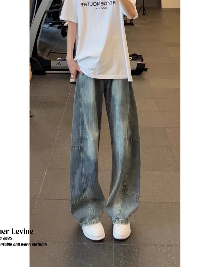 

Мужские джинсы в стиле ретро, широкие, свободные, больших размеров, осенне-зимние, модные, брендовые, крутые, прямого кроя, джинсовые брюки Haome