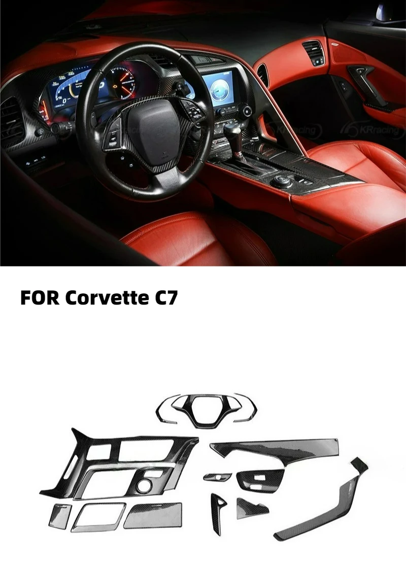 

FORChevrolet Corvette C7 Top Rated 16 Pcs Interior Trim Carbon Fiber 2014-2017