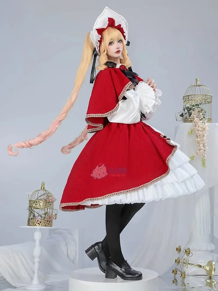 Anime Rozen Maiden Reiner Rubin Cosplay Costume Women Lolita Cute Dress Cape Hat Set Princess Uniform Halloween Carnival Clothes