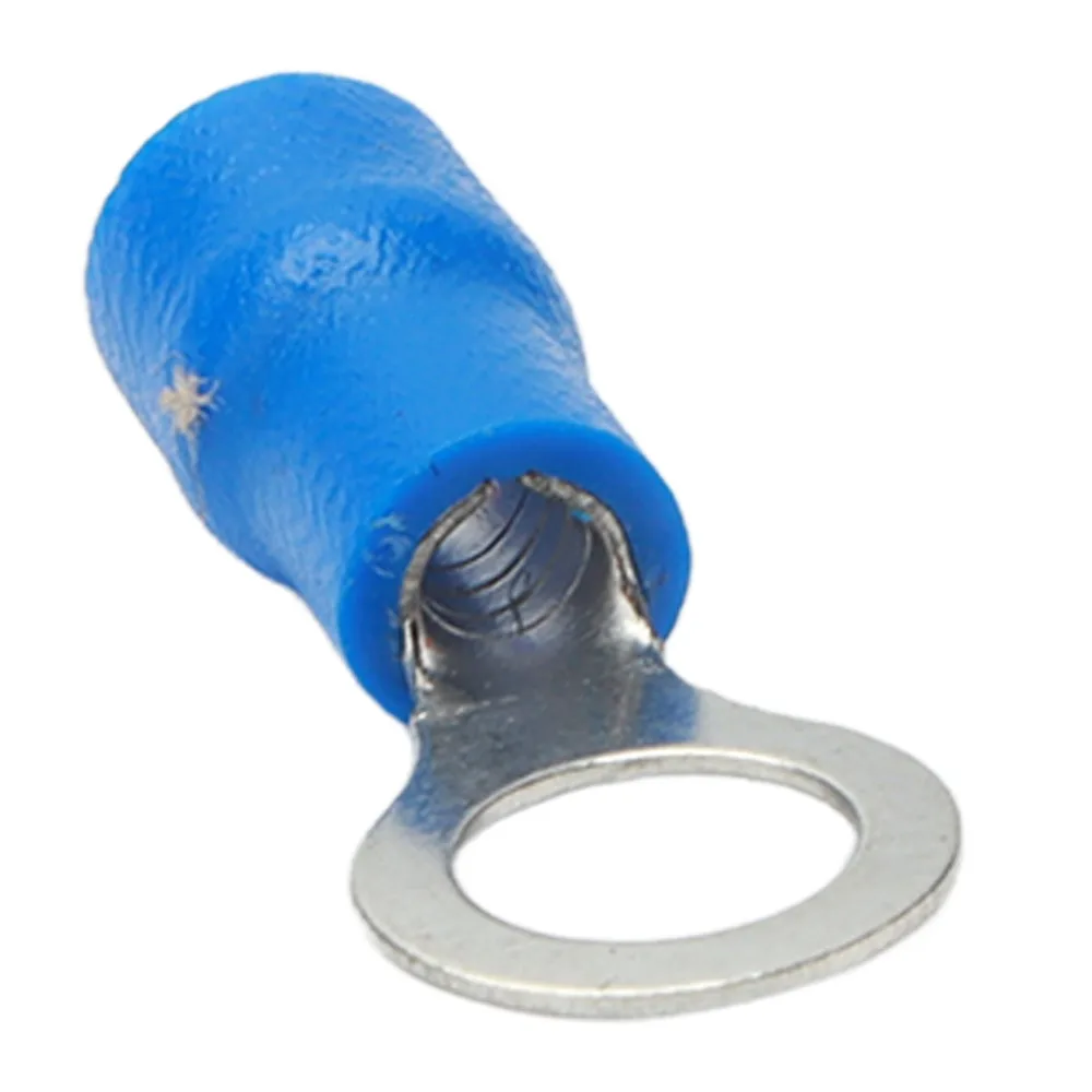 100PCS AWG 22-16 Insulated Ring Terminals RV1.25-5 Blue Wire Crimp Connectors Insulated Terminals Automotive Applications