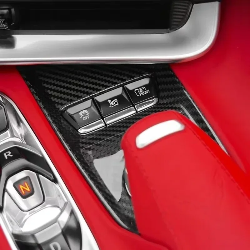 

For Chevrolet Corvette C8 Sticker Real Dry Carbon Fiber 2020-2023 Center Control Button Panel Interior Decoration Modification