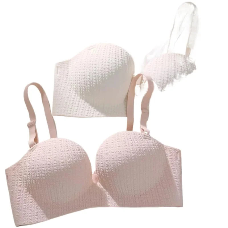 KUCLUT Push Up Bra For Women Small Breasts Appear Bigger No Steel Ring Soft Round Cup With Straps One Piece Seamless Bras