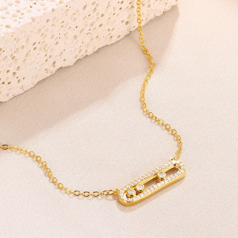 Gold Color Square Round Zircon Pendant Necklaces For Women Vintage Jewelry Classic Chain Necklace Collares Mujer Tendencia 2024