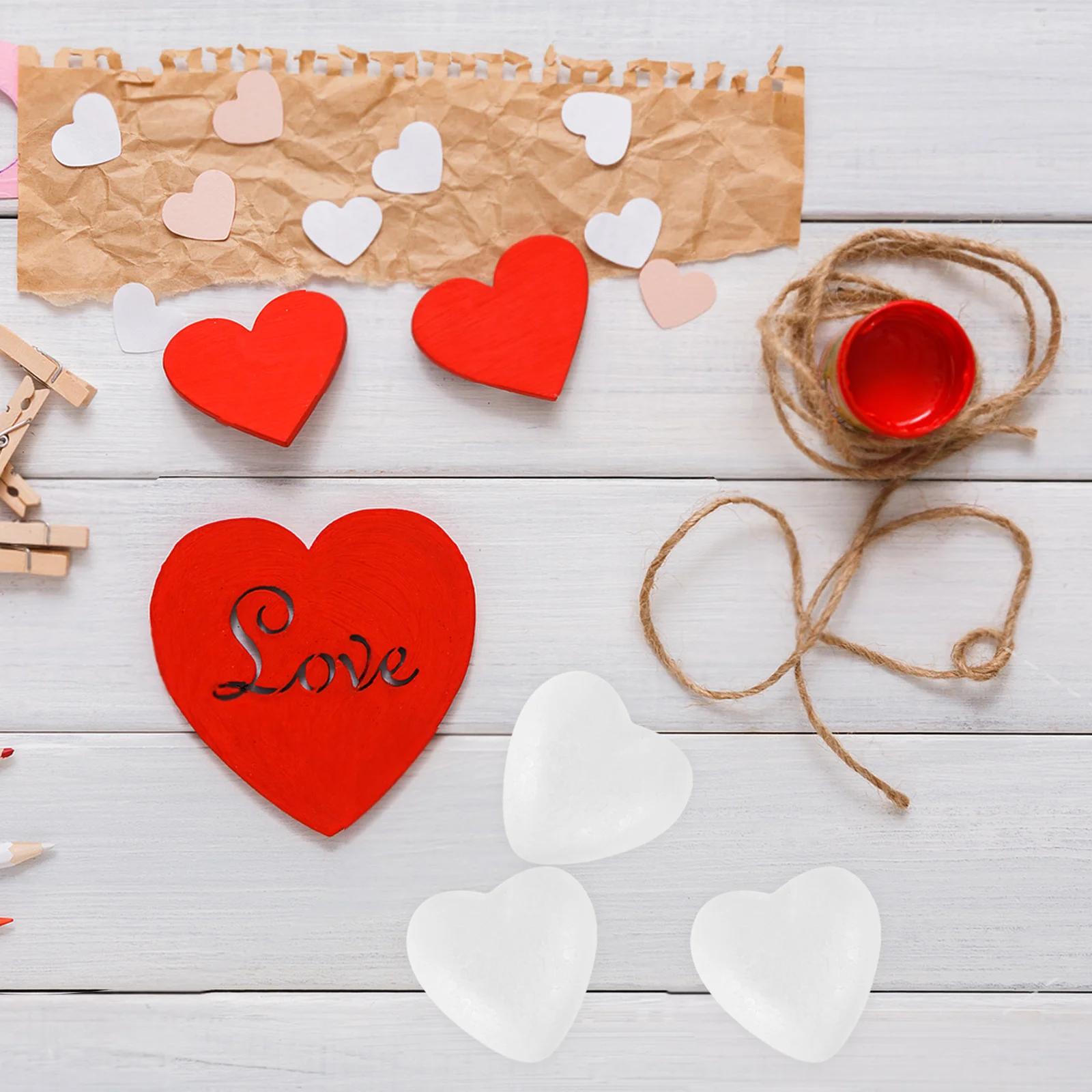 

50Pcs Heart Shaped Foam Decoration Blank Solid Smooth Surface Ideal for DIY Craft Painting Wedding Valentines Day Home Ornaments