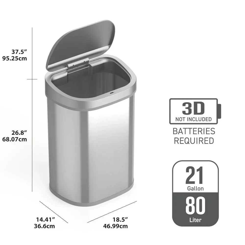 Automatic Touchless Kitchen Trash Can with Lid, Motion Sensor 21 Gallons Trash Can for Kitchen Bathroom Living Room, Garbage Bin