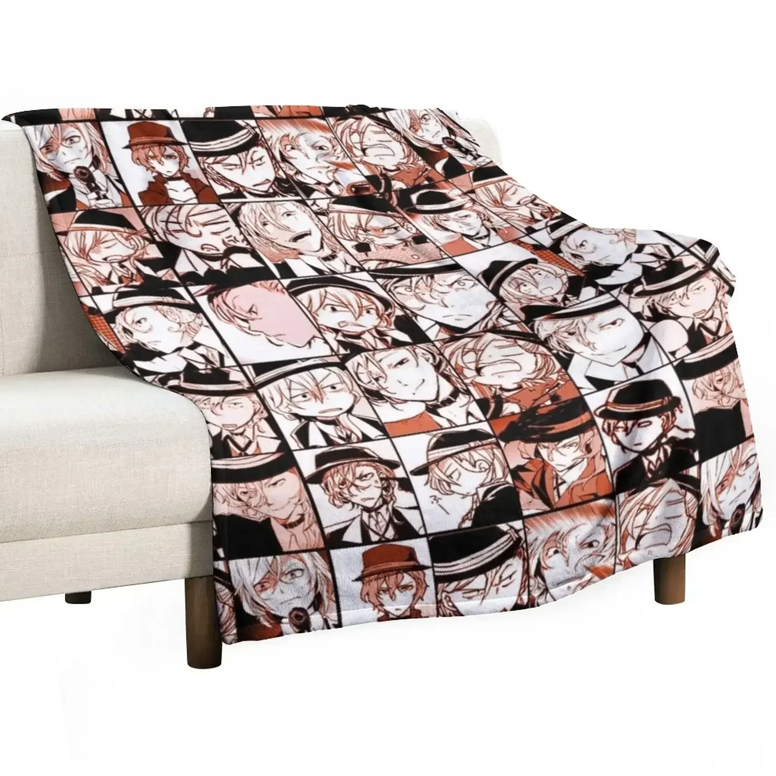 

New chuuya collage- manga color version Throw Blanket wednesday Heavy blankets and throws Blankets