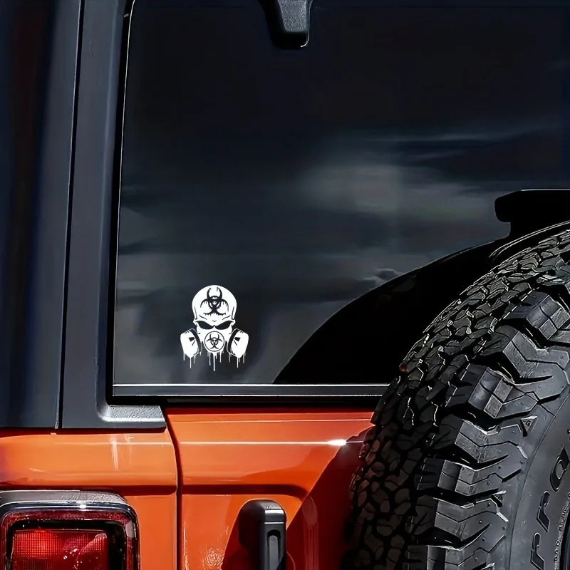 1PC Biohazard Gas Mask Skull Car Sticker Set, Waterproof Vinyl Decals, Multi Colors - view 5
