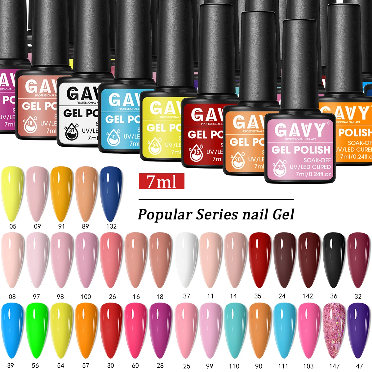 

GAVY 7pcs Spring and Summer Gel Nail Polish Set, Perfect for DIY Nail Art at Home, an Excellent Gift for Women