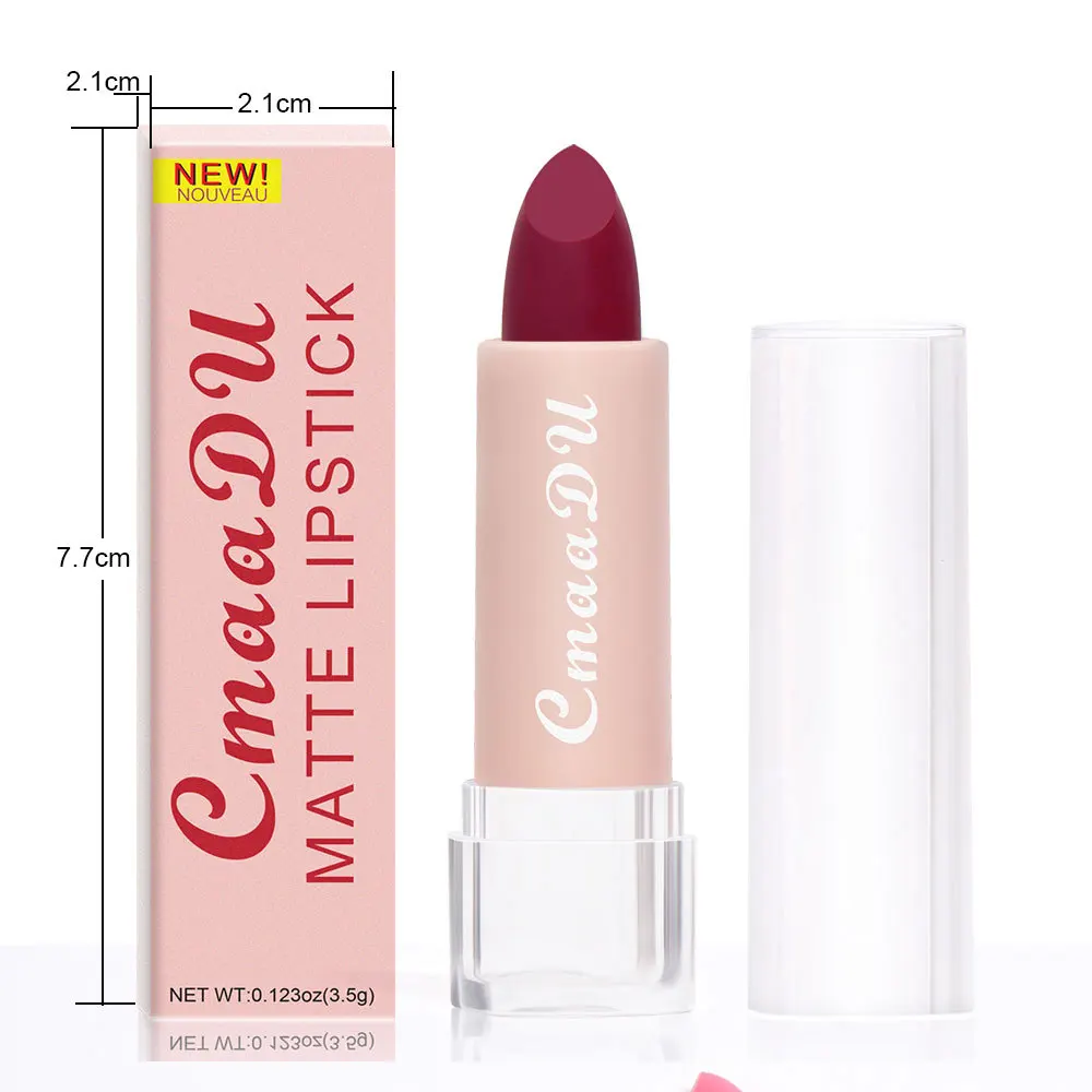 Cmaadu ลิปสติกเนื้อแมทท์ไร้น้ำหนัก15สีใส, 24HR แต่งหน้าลิปสติกเนื้อครีมนู้ดทนทานต่อการถ่ายโอนข้อมูล