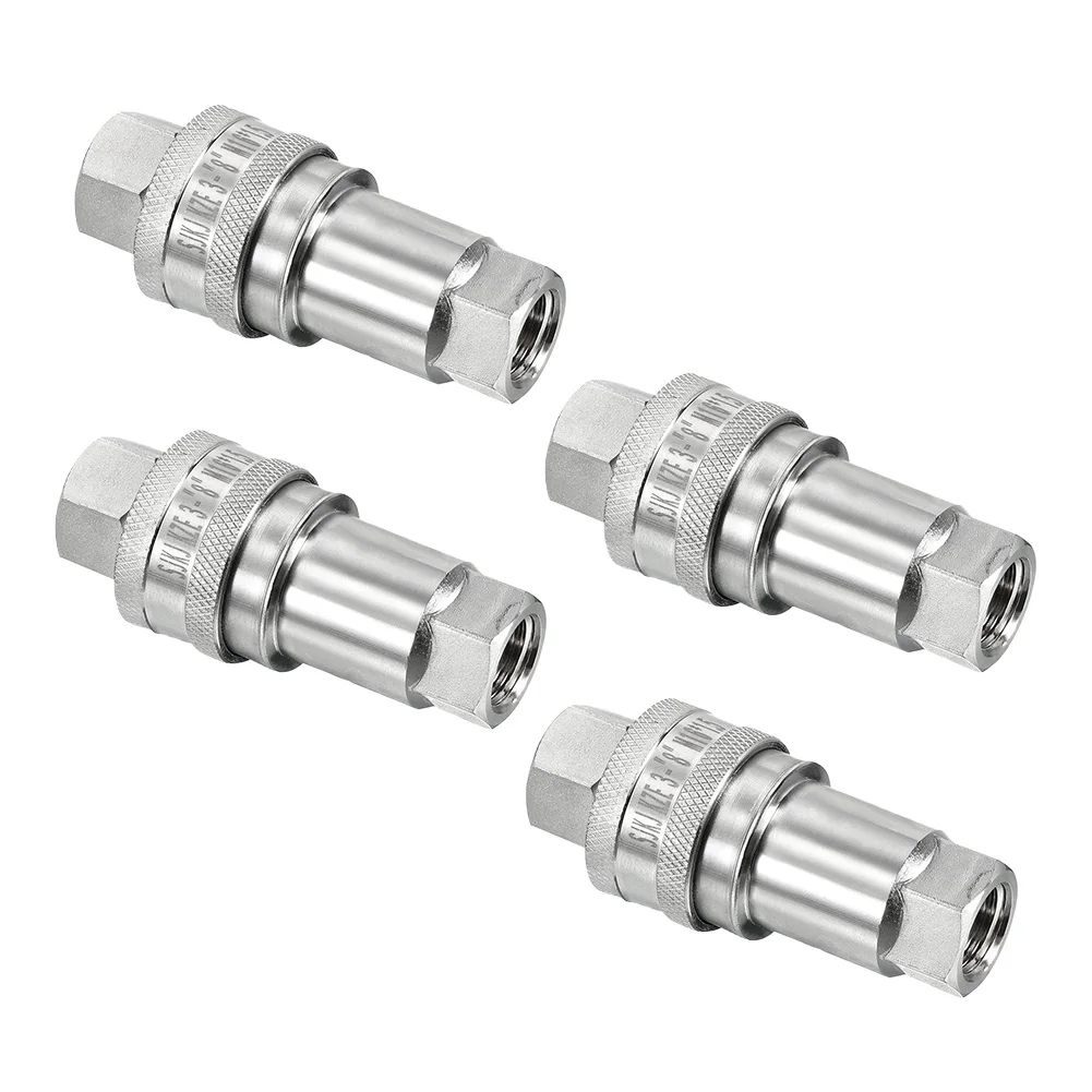 4 Sets M16x1.5mm Female Thread Hydraulic Quick Connect Coupler Carbon Steel Pipe Fitting For Construction For Forest Petroleum E