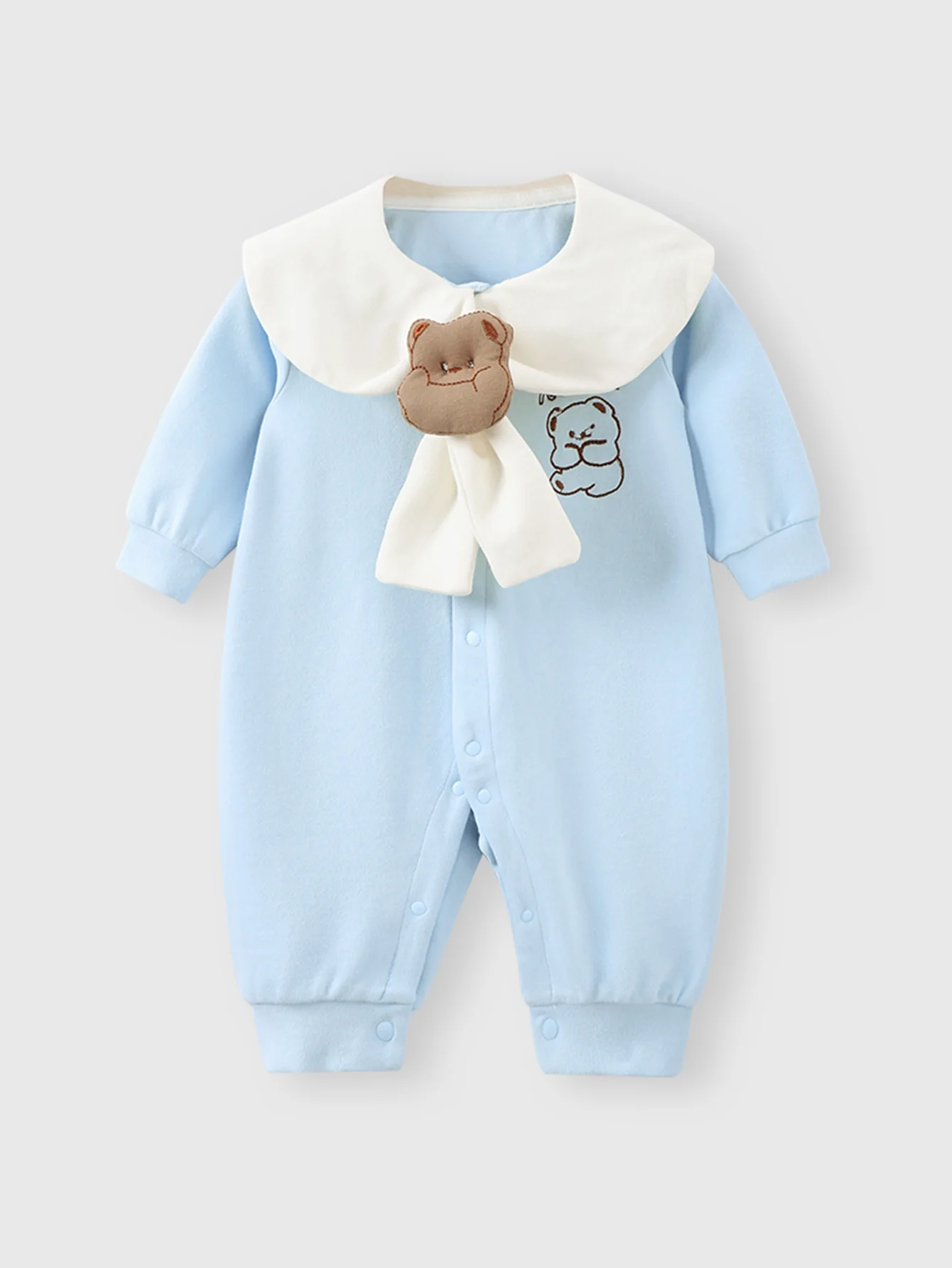 

Baby Spring and Autumn Warm Navy Collar Cute Bear Long-Sleeve Romper