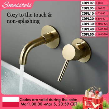 אגן ברז אמבטיה מיקסר כיור ברז קיר רכוב פליז מאט שחור עם ידית אחת חם קר מים לבן עלה זהב סט