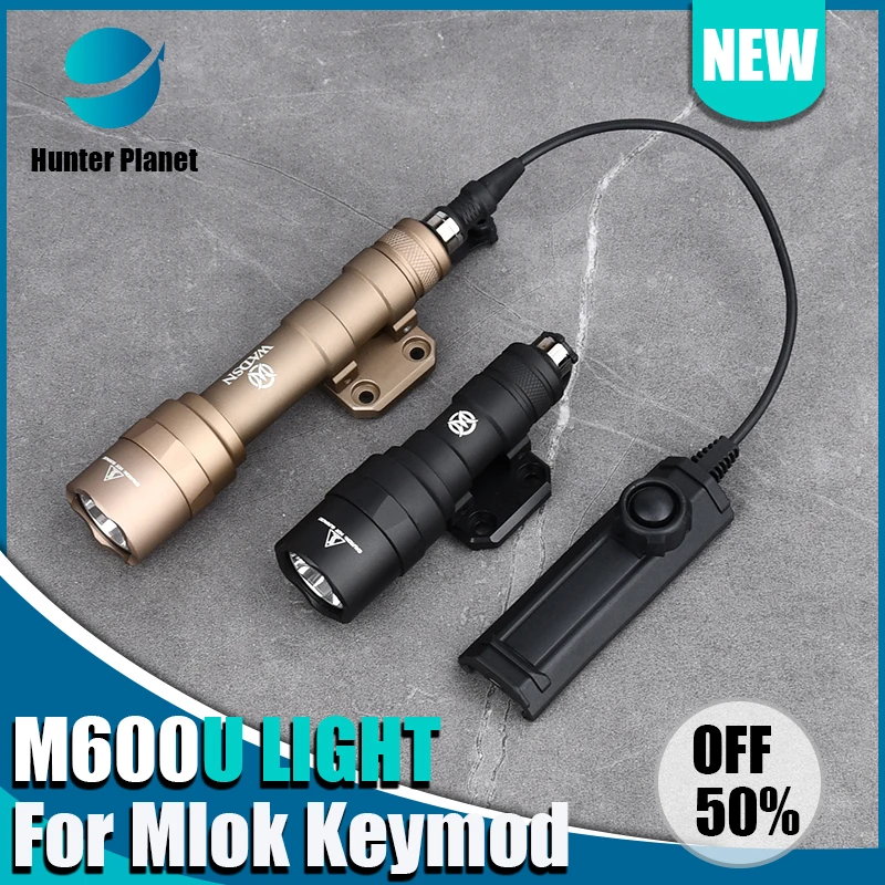 

WADSN Tactical Weapon Flashlight M600 M600U for Mlok Keymod Mounting Base Rail Airsoft Gun Hunting Weapon Scout Light Accessorie