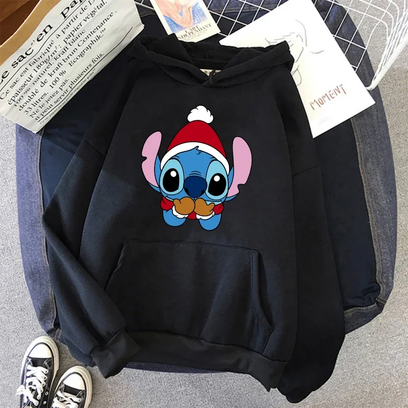 kawaii Grunge Funny Y2k Christmas Sweatshirt Lilo Stitch Disney Cartoon Hoodies Women Cute Stitch Anime Manga Hoody Female