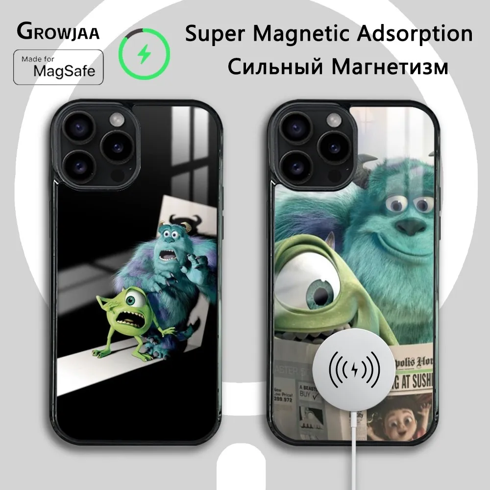 Cartoon M-Monsters University Phone Case For iPhone 16 15 14 13 12 11 Pro Max Plus Mini Magsafe Mirror Wireless Magnetic Cover