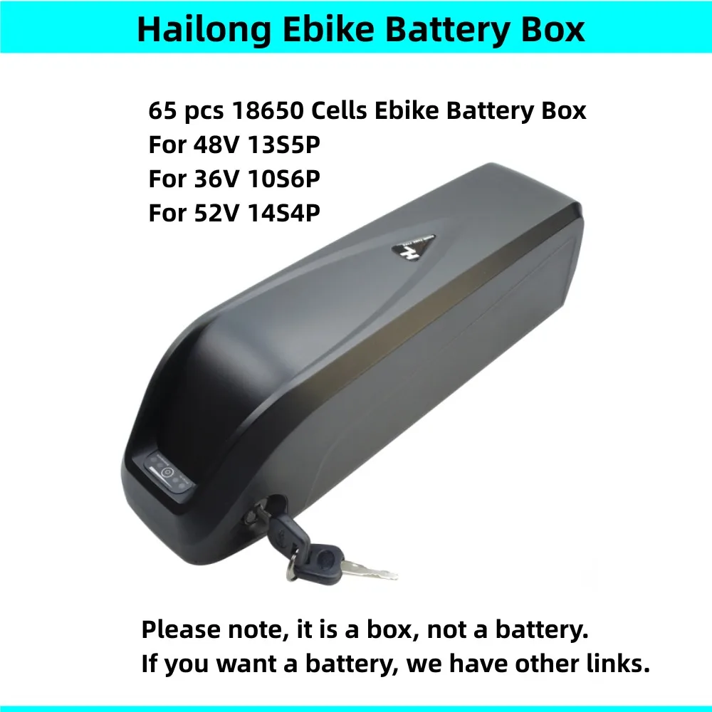 

65 pcs 18650 cells Ebike Battery Box Solution Hailong Plus Battery Box 36v 48v 52v 60v Electric Bike battery Case