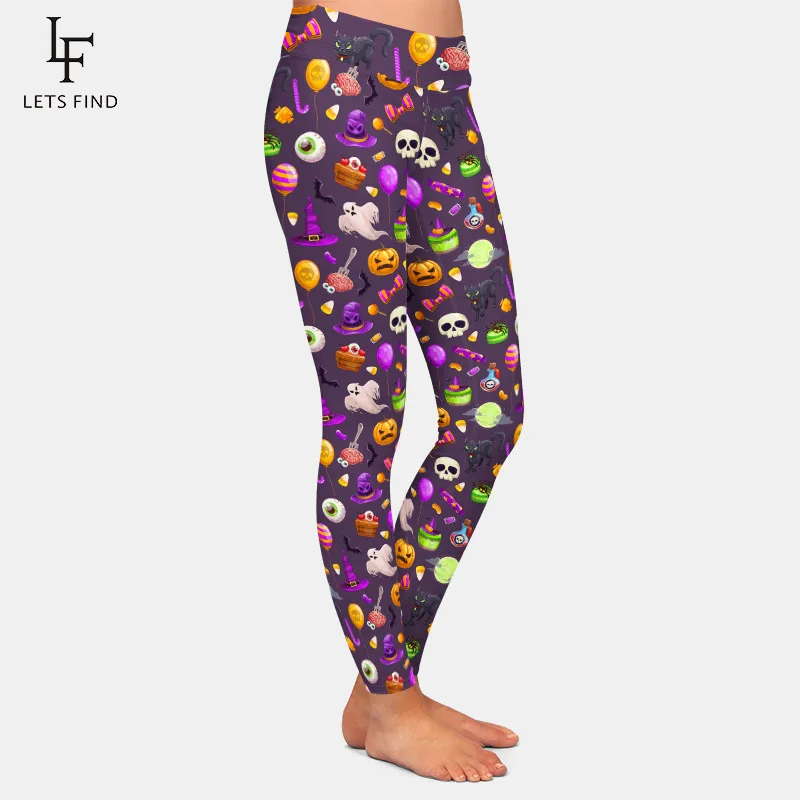 LETSFIND New Arrival 3D Cartoon Halloween Attributes Digital Print Women Workout Leggings High Waist  Slim Pants