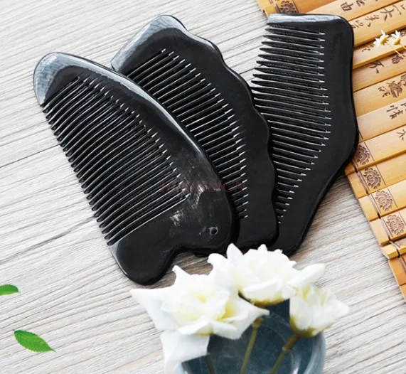 

Multifunctional Natural Full Teeth Ox Horn Massage Comb Scraping Dense Teeth Buffalo Horn Comb