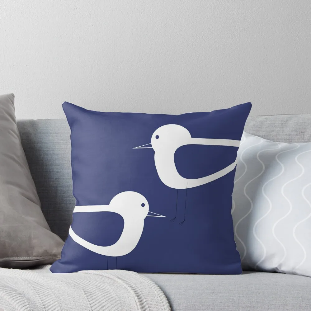 

Shorebird Pair in Navy Blue and White Throw Pillow Pillows Aesthetic Couch Cushions Cusions Cover pillow