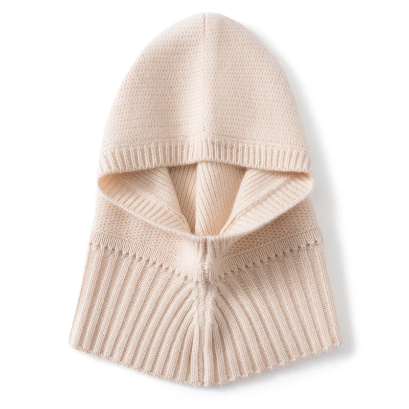 

New 100% pure cashmere women's pullover hat, high-end and comfortable, knitted solid color warm cashmere hat for autumn and wint