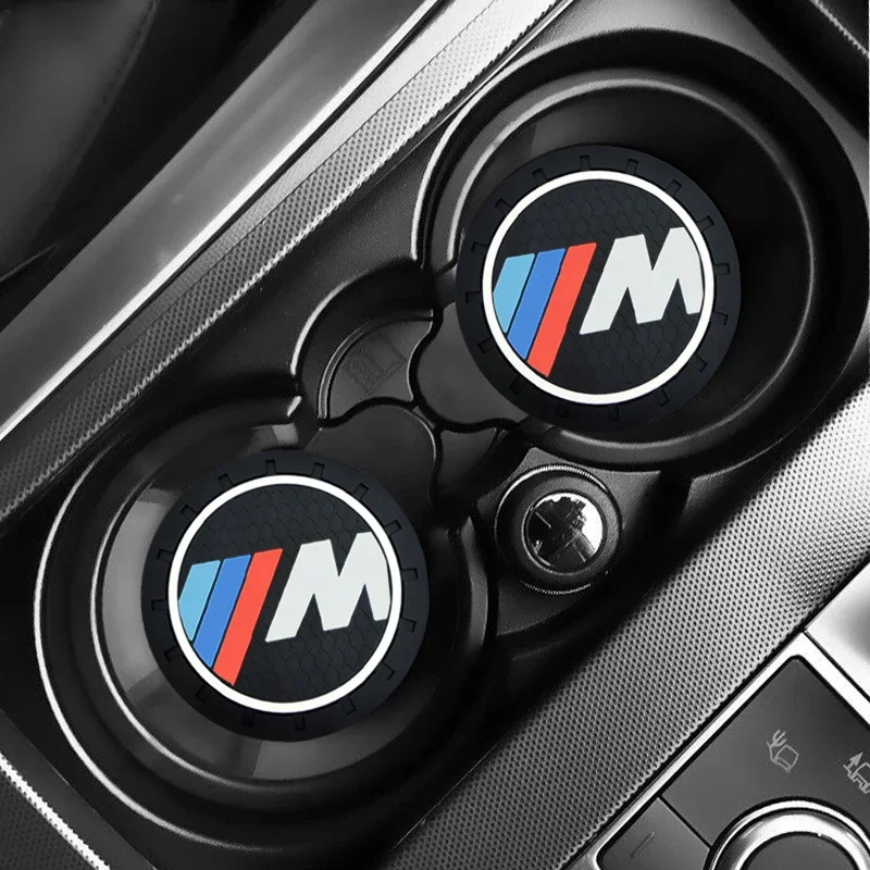 Car Coasters Silicone Water Cup Pads Non-Slip Mats Universal For BMW M Performance G01 F22 F23 E46 E93 E39 G26 F02 F06 G32 G20