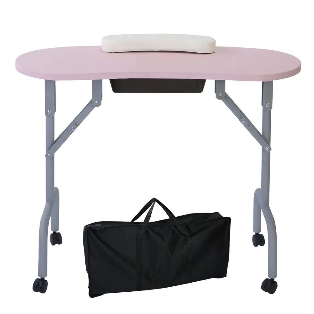 

AGESISI Portable Manicure Table Foldable Nail Desk with Large Drawer Nail Tech Table for Technician Salon Workstation Client Wri