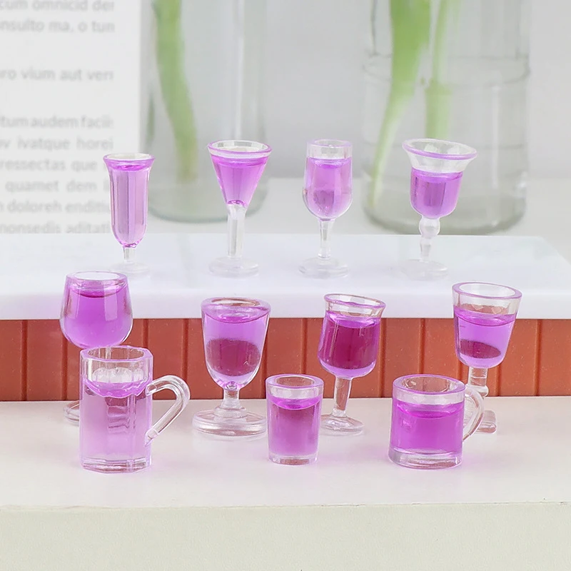 10Pcs Miniature Wine Cup Beer Mug Wine Bottle Resin Model Dollhouse For Furniture House Decor Toy