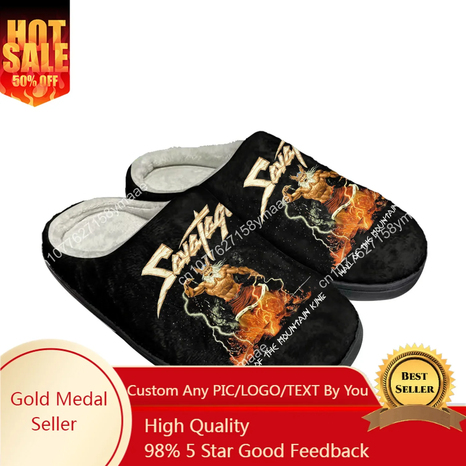 

Savatage Band Home Cotton Slippers Mens Womens Plush Bedroom Casual DIY Keep Warm Shoes Thermal Indoor Slipper Customized Shoe