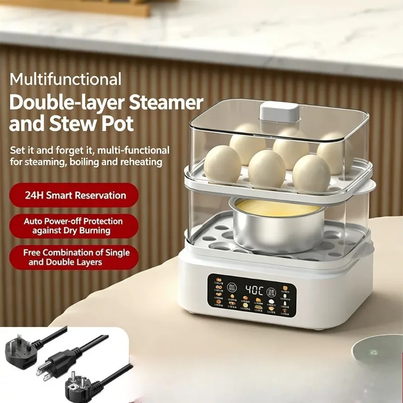 110V Household Mini Egg Cooker Automatic Power‑Off Steam Egg Boiler Multifunctional Breakfast Steamer for Home Egg Cooking
