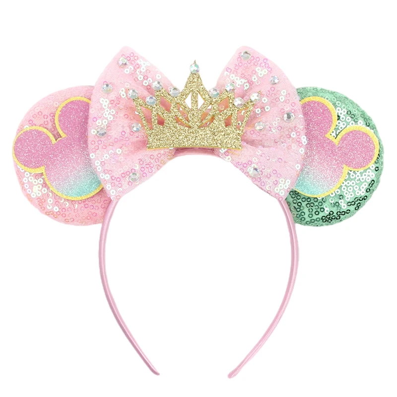 NEW Disney Snacks Mickey Mouse Headband Girls Princess Crown Minnie Ears Hairband Kids Park Trip Hair Accessories Birthday Party