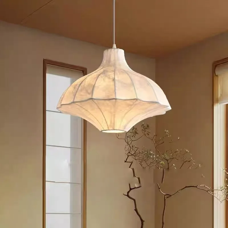 

Подвесные светильники-люстры из натурального шелка в средневековом стиле, белые, с LED-подсветкой, художественные, креативные, для гостиной, домашнего декора