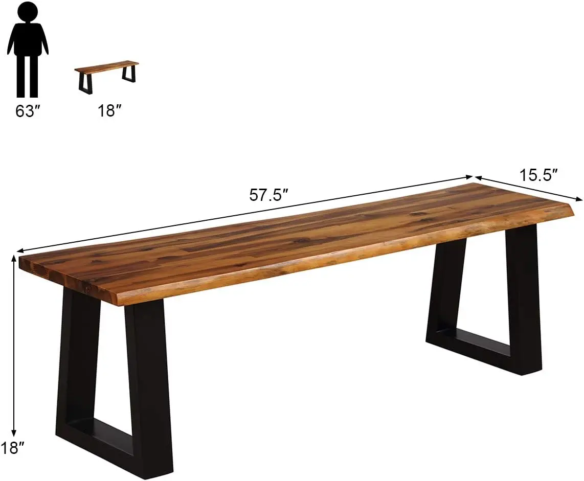 Giantex Holz Essbank Sitz stuhl rustikale Innen-und Gartenmöbel (rustikal braun & schwarz)