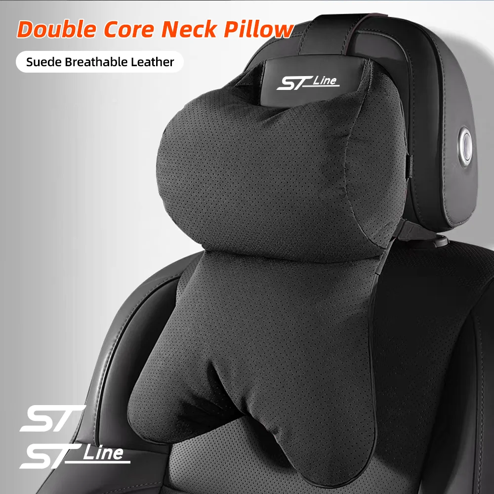 Suede Car Headrest Neck Support Pillow Seat Class Universal Adjustable Neck Rest Cushion for Ford ST Line MK3 MK4 Kuga Fiesta