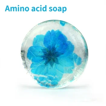 100 g frische Blumen-Aminosäure-handgemachte Seife, transparente Blumenseife, echte Blume darin, kreative handgemachte Seifenstange