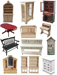 1:12  Miniature Dollhouse Furniture Model Play House Toy Cabinet Wooden Clamshell Desk New Diy Miniature Dollhouse Accessories