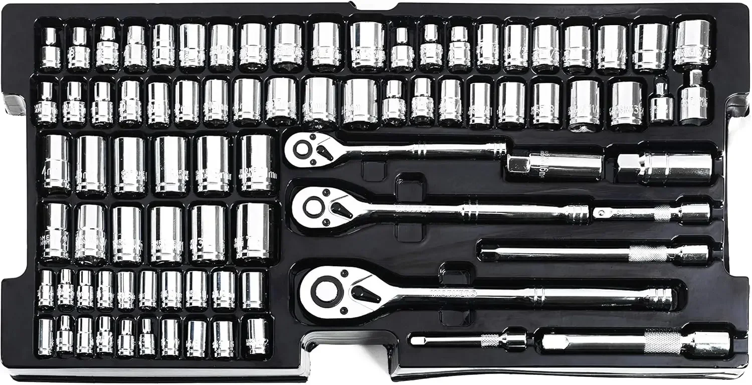 WORKPRO 408-Piece Mechanics Tool Set, General Household Home Repair Tool Kit with 3-Drawer Heavy Duty Metal Box, Hand Tool Kit S