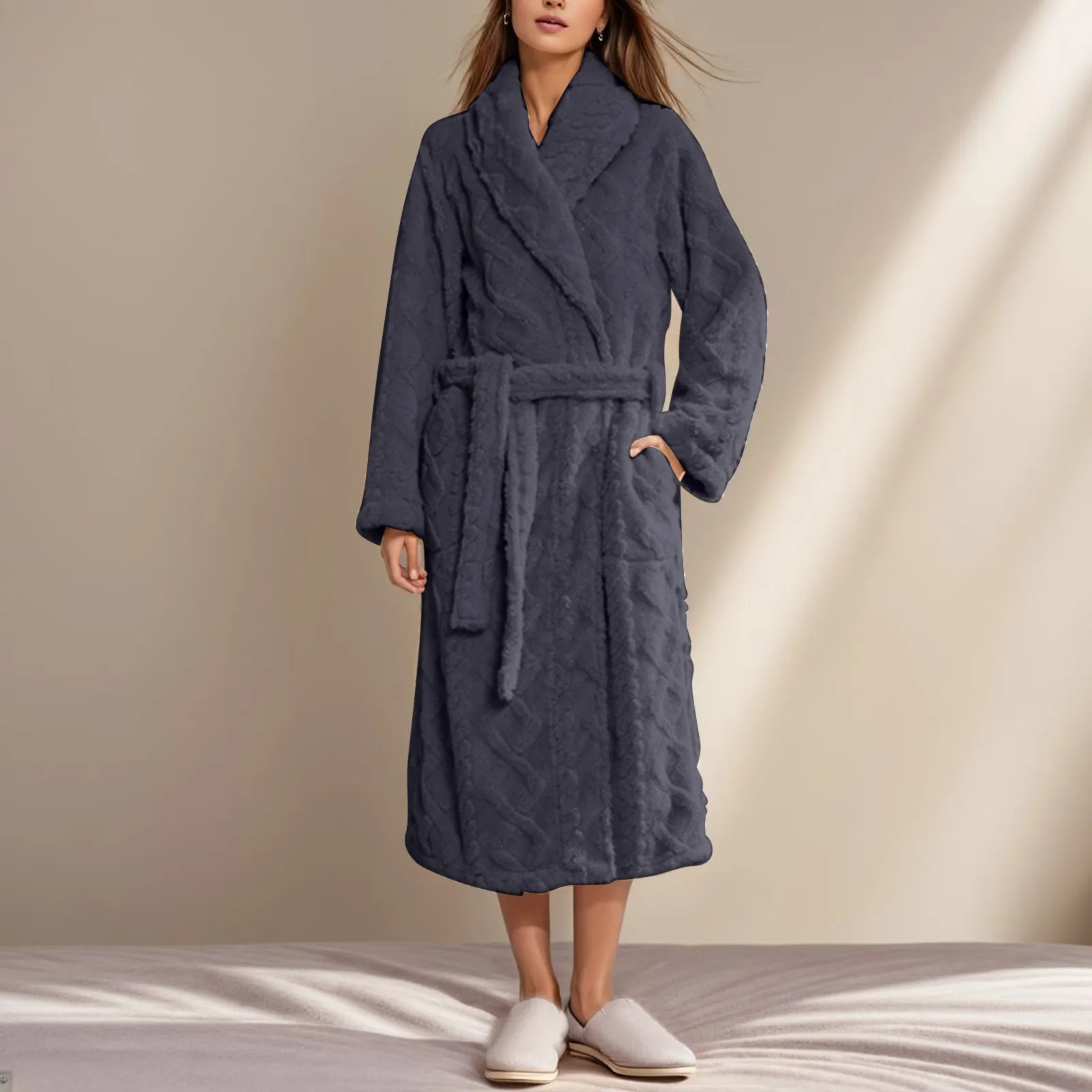 Autumn Winter Coral Fleece Robe Double Sided Thicken Flannel Couple's Long Home Clothes Long Bathrobe Sleepwear Loose Loungewear