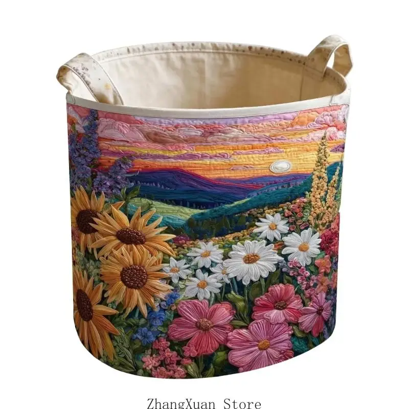 Eleganter Schmutzwäsche-Organizer mit Blumenmuster und stabilen Griffen, waschbar, 3 x – Detail 2