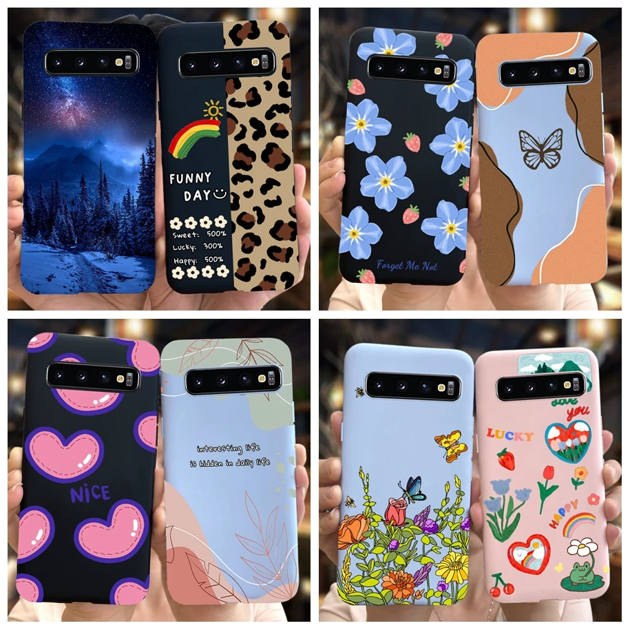 For Samsung S10e S10 Plus Case New Fashion Flower Slim Matte Phone Soft Cover For Samsung Galaxy S10 Plus 5G G975F S10Plus Coque