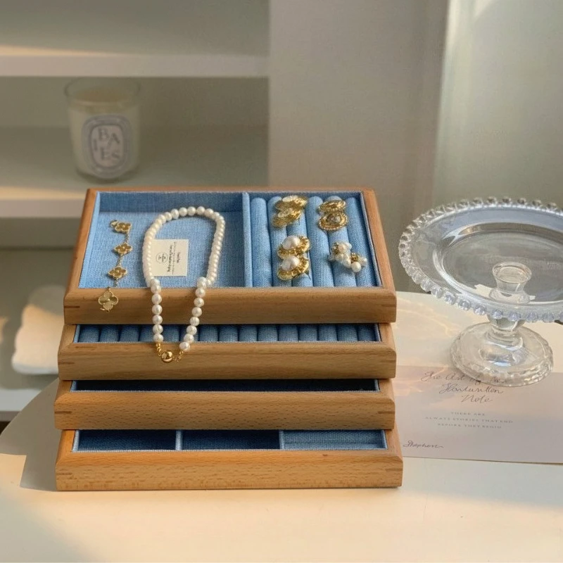 Wooden Jewelry Tray Bracelet Earrings Necklace Storage Trays Jeweler Counter Commercial Use Display Pallet Exhibitor Supplies