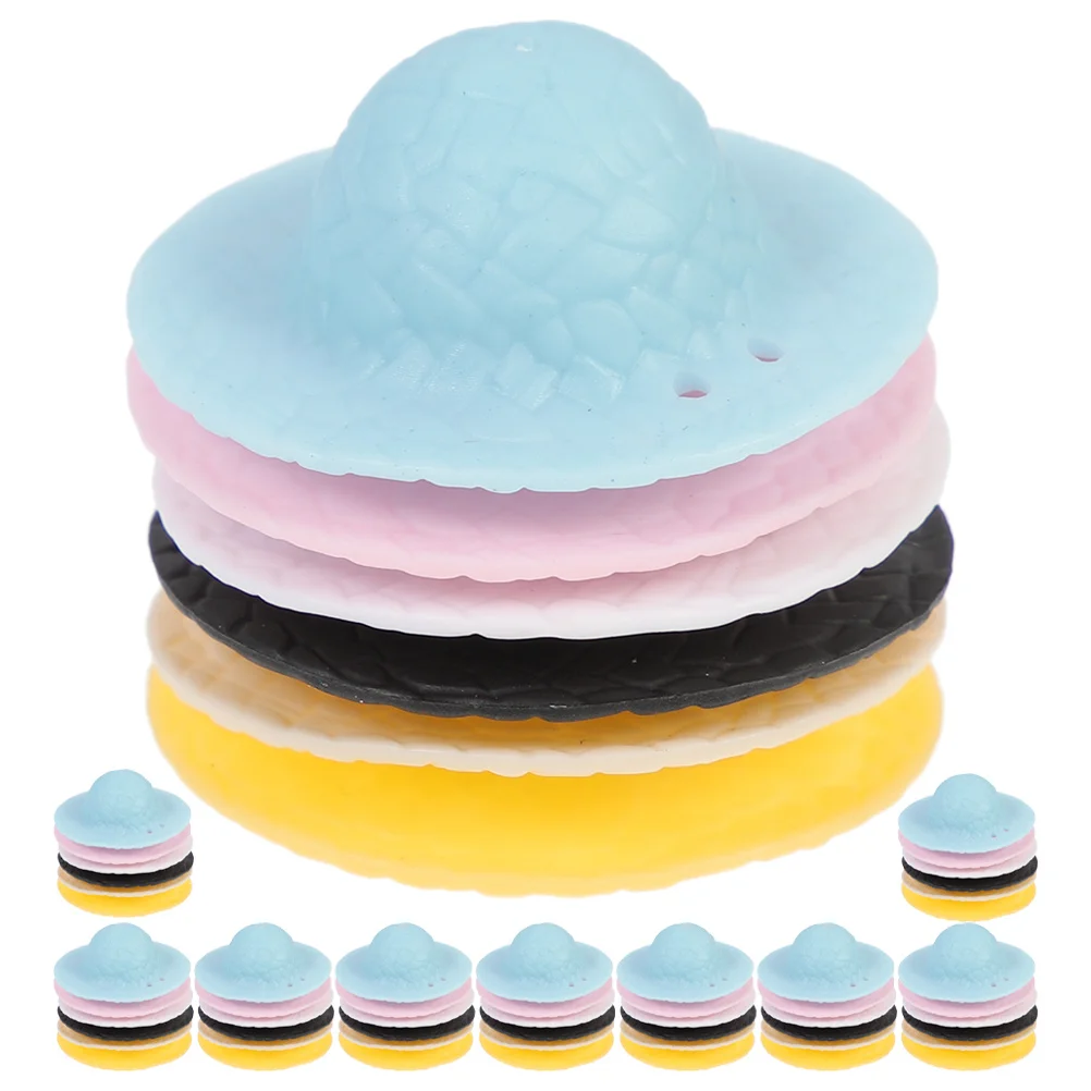 60 قطعة قبعات القش الصغيرة وهمية مصغرة القبعات الزخرفية DIY بها بنفسك الحرف لوازم الحفلات صور الدعائم التظاهر اللعب الملحقات