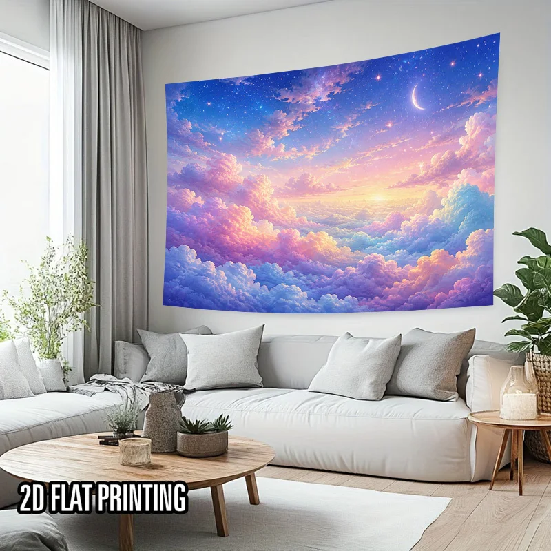 Aesthetic Galaxy Sunset Tapestry Wall Hanging Cloud Sky Nebula Space Cosmic Abstract Boho Home Decor Polyester Art