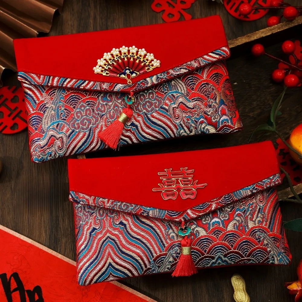 Китайский Новый год, парча, красный конверт, благословение, слова, вышивка, счастливые красные карманы, пуговицы, лучшие пожелания, Хунбао, лунный Новый год