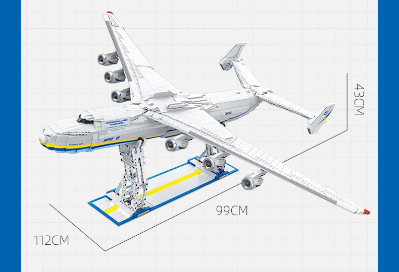 1:84 Maßstab Modernes Fahrzeug An-225 Militär-Transportflugzeug Baustein Sowjetisches Flugzeugmodell Konstruktions-Bausteine Spielzeug – Detail 9