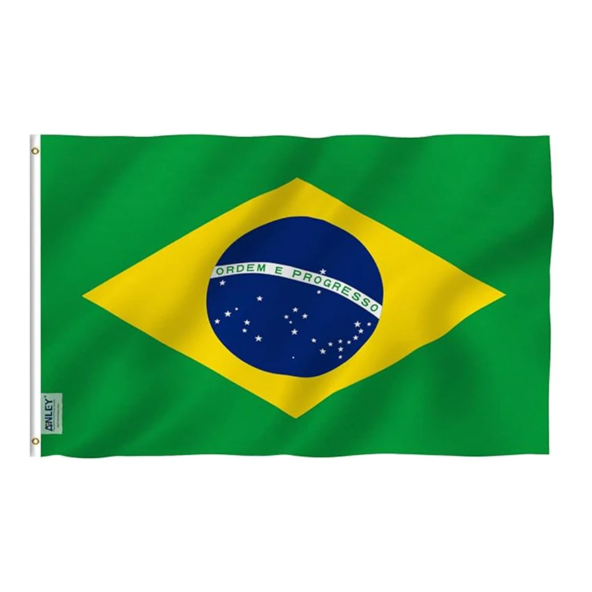 5x3 Ft Brazil Flag Vivid Color and Fade proof Canvas Header and Double Stitched Brazilian Flags Polyester with Brass Grommets