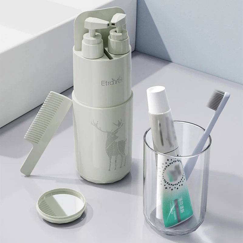 Travel Wash Cup Travel Bathroom Wash Set Portable Sub-bottle Toothpaste Toothbrush Shampoo Storage Bottle Toothbrush Holder Cup