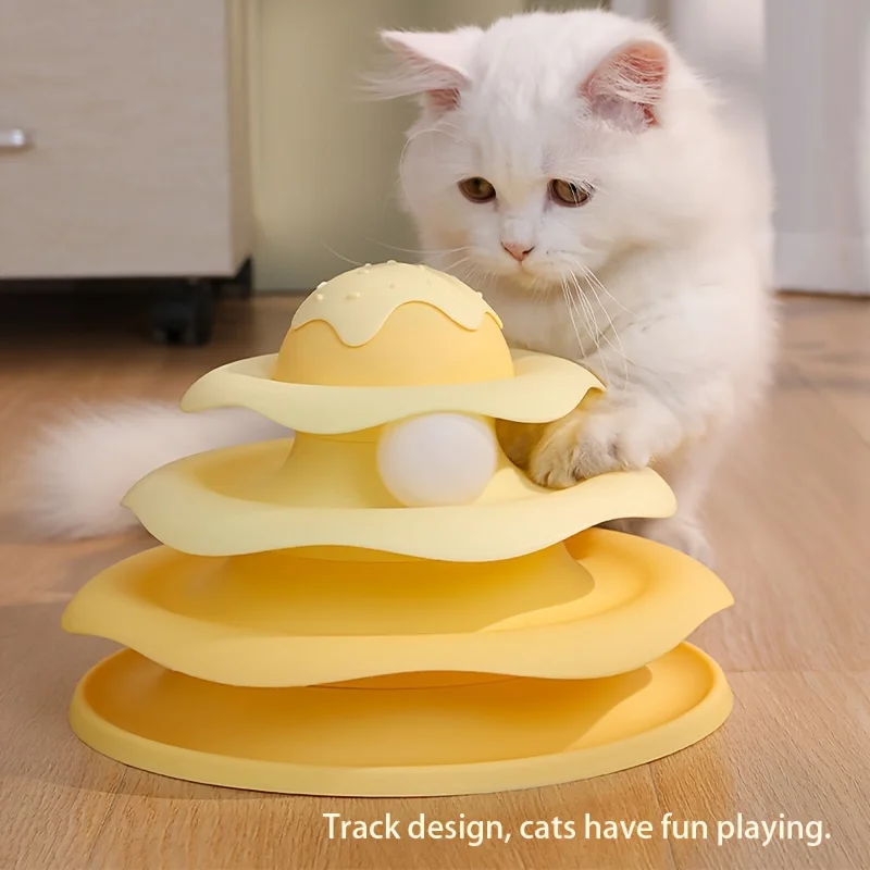 

Cat Supplies Cat Toy Cat Teaser Stick Cat Spinner Self-entertainment Stress Reliever Ball Three-layer Track Tray Toys for Cats