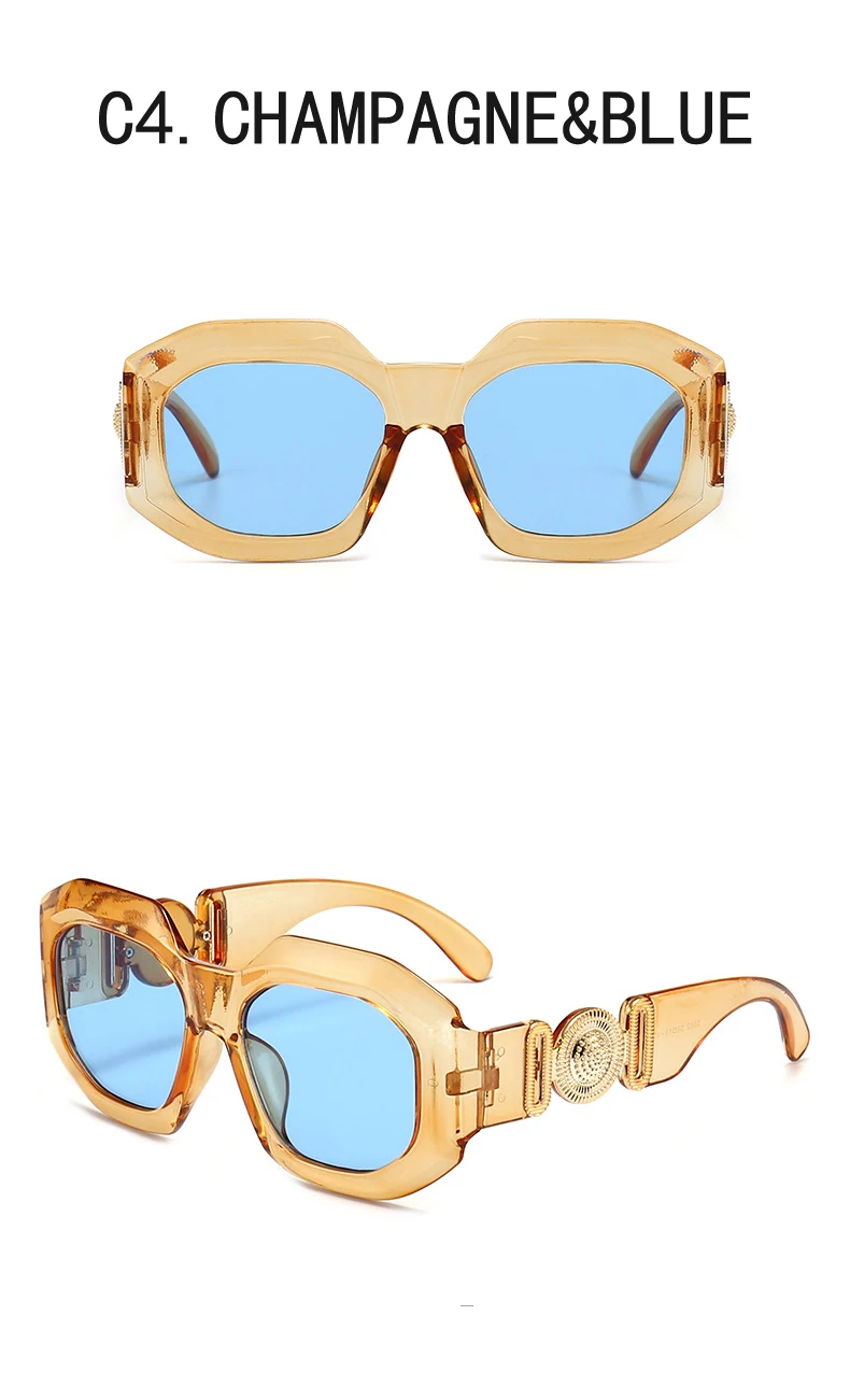 Luxus Marke Designer Vintage Übergroßen Quadratischen Sonnenbrille Frauen Männer Klassische Großen Rahmen Männliche Sonnenbrille Für Weibliche UV400 – Detail 9